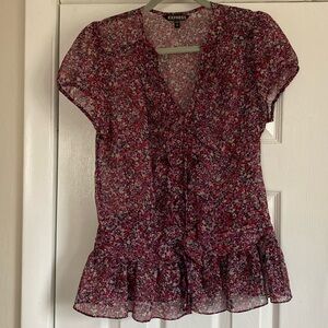 Express Red and Purple Floral Blouse